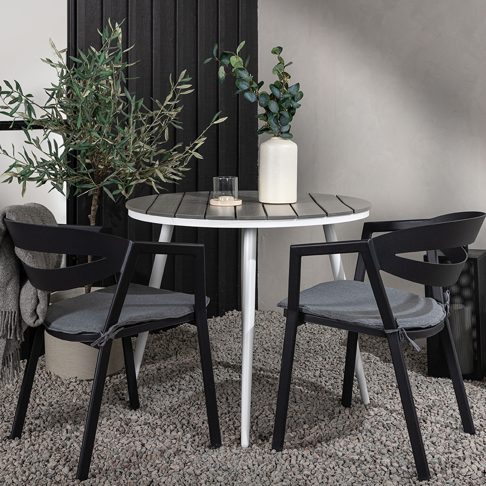 Break - Dining Table Round- White / Grey - Alu / Aintwood - Grå/Vit