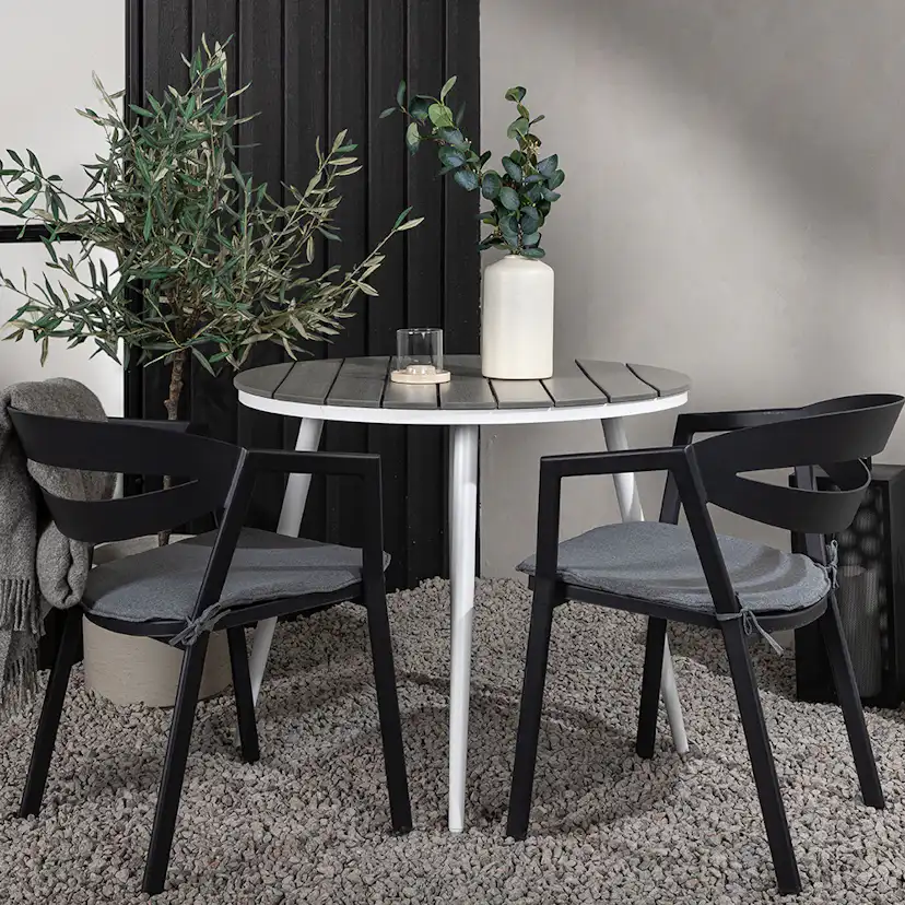 Break - Dining Table Round- White / Grey - Alu / Aintwood - Grå/Vit