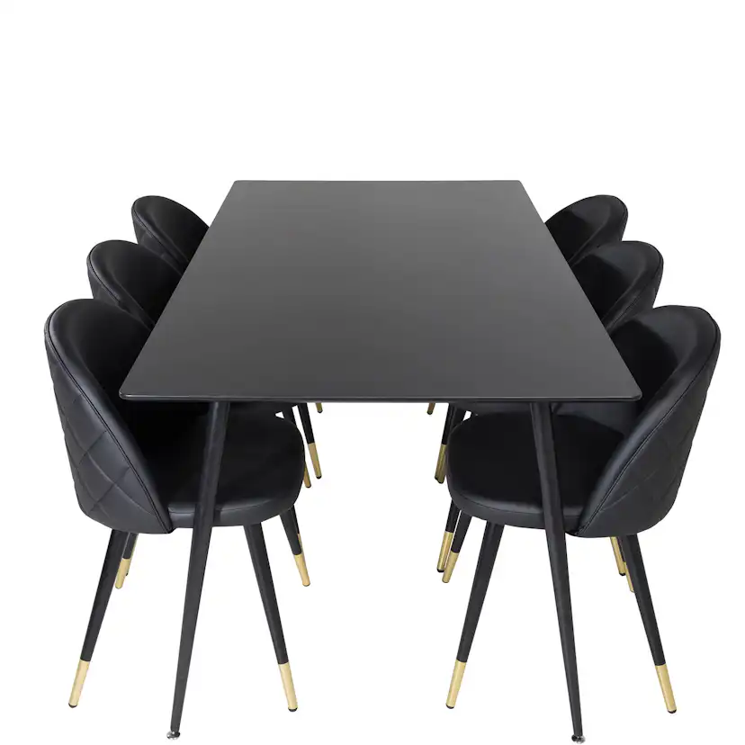 Matgrupp Venture Home Silvia med 6 Valentina Stolar Konstläder