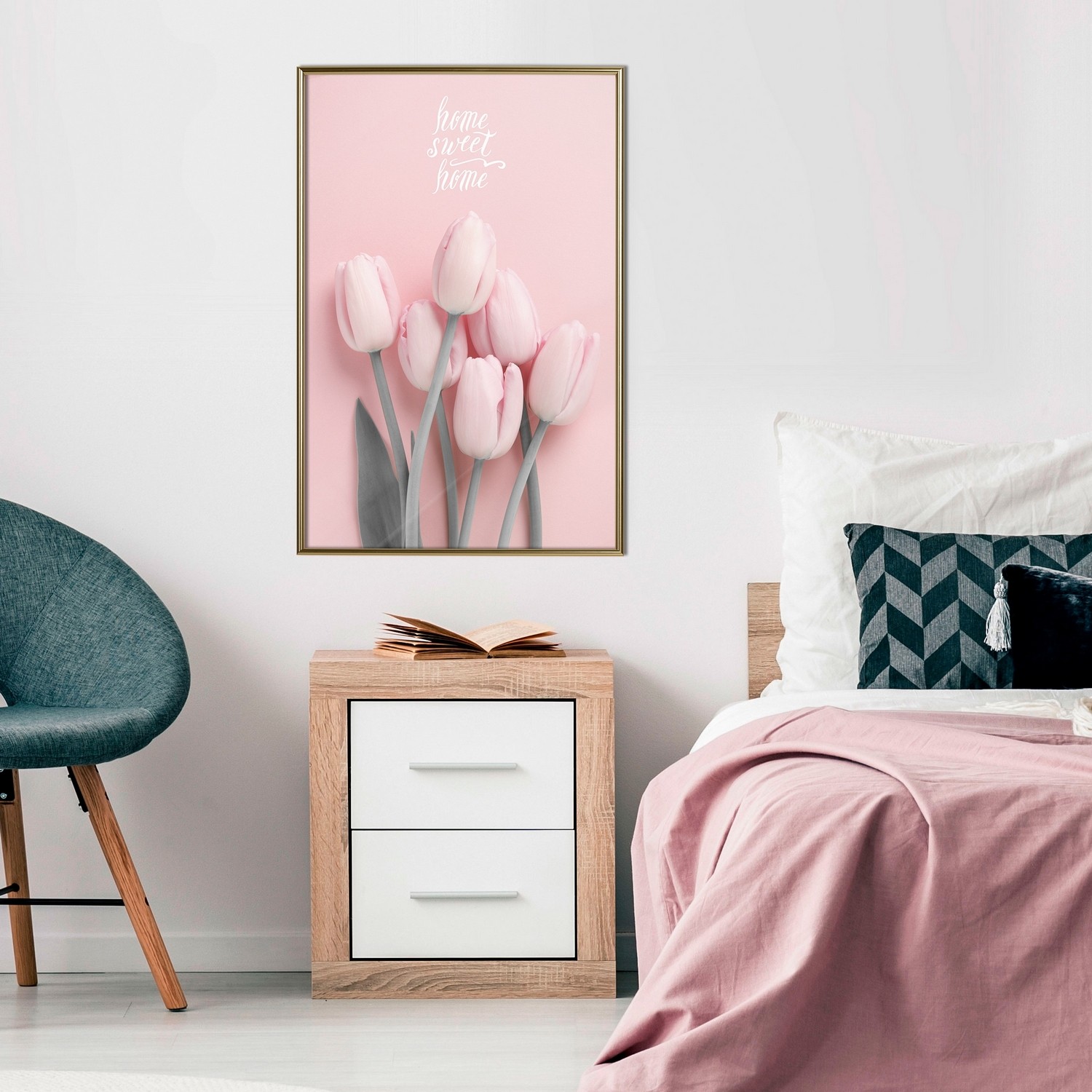 Affisch - Six Tulips [Poster] 40x60 Guld ram, 40x60 cm