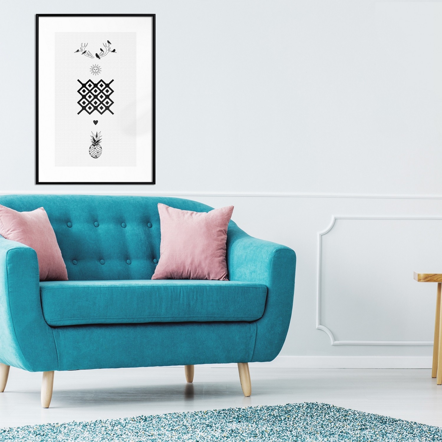 Affisch - Happiness [Poster] 40x60 Svart ram, 40x60 cm