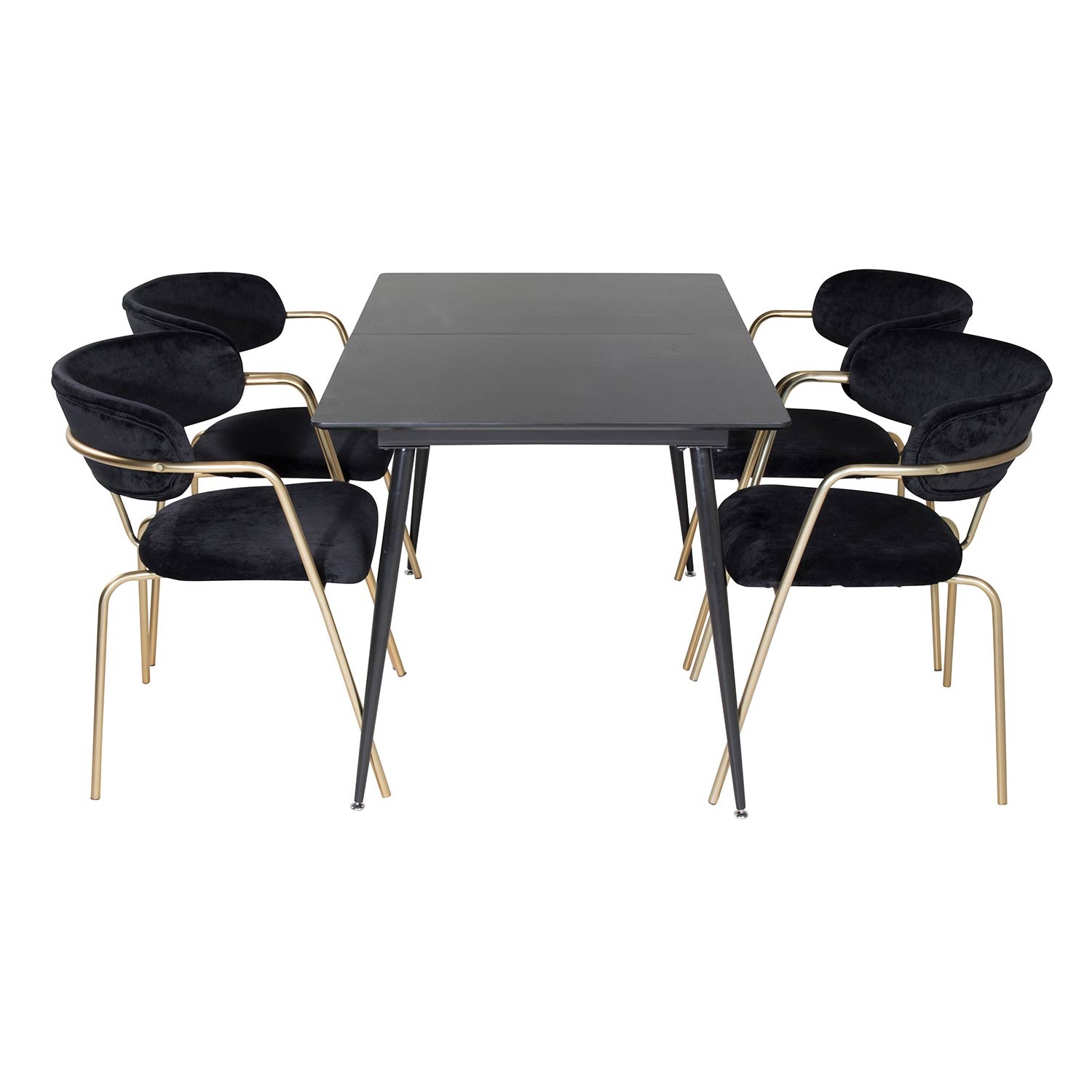 Matgrupp Venture Home Silvia med Iläggsskiva och 4 Aris Karmstolar