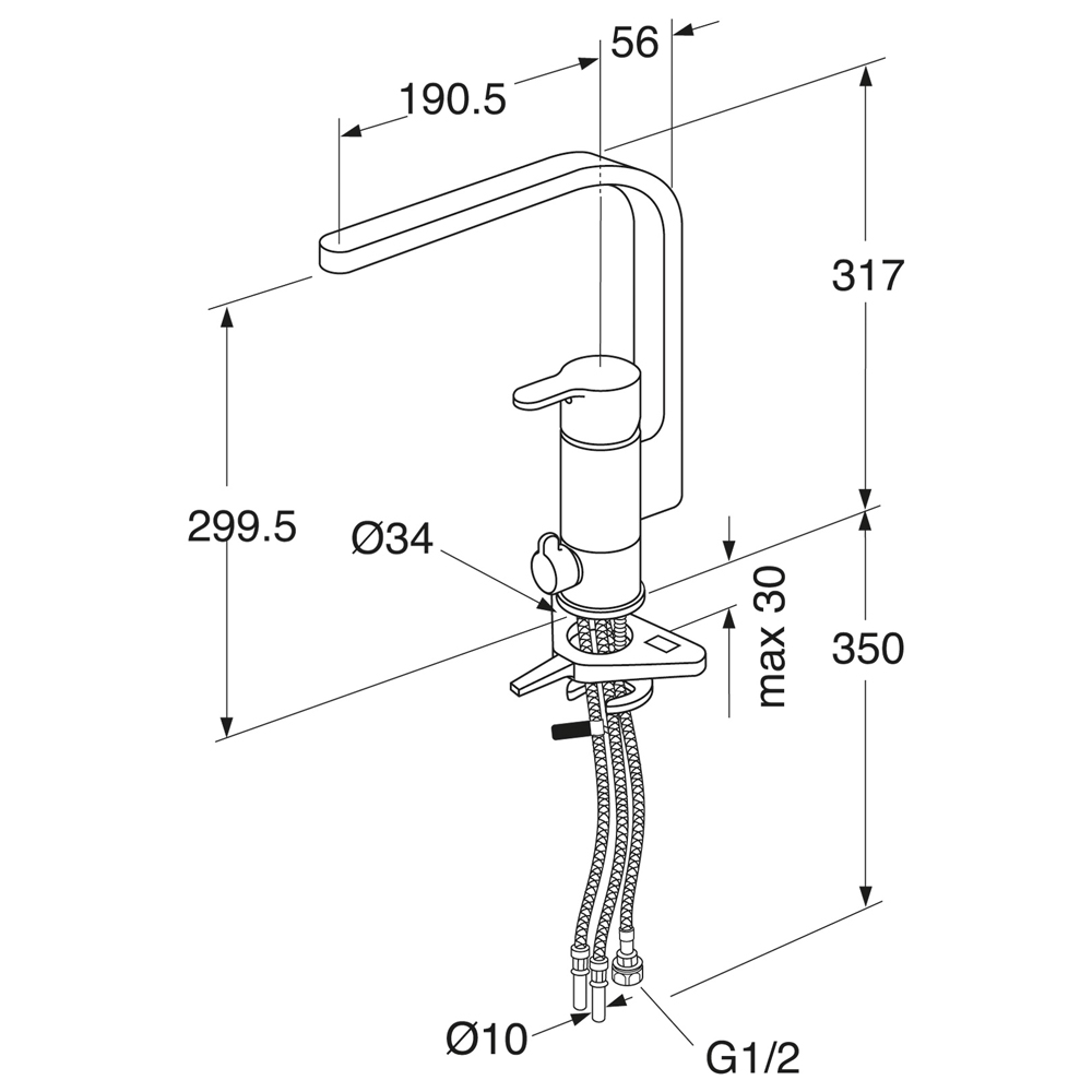 Köksblandare Gustavsberg Nordic3 med Diskmaskinsavstängning Med diskmaskinsavstängning