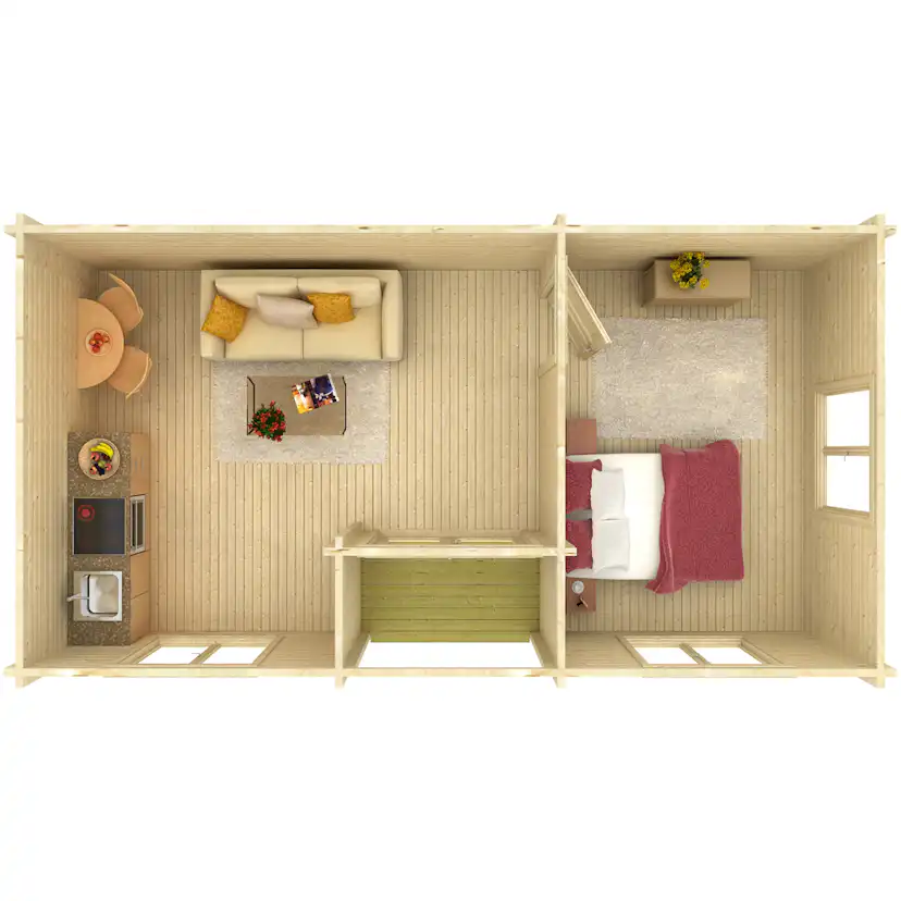 Fritidshus Palmako Anna 30,8 m² Komplett Stuga med Sadeltak