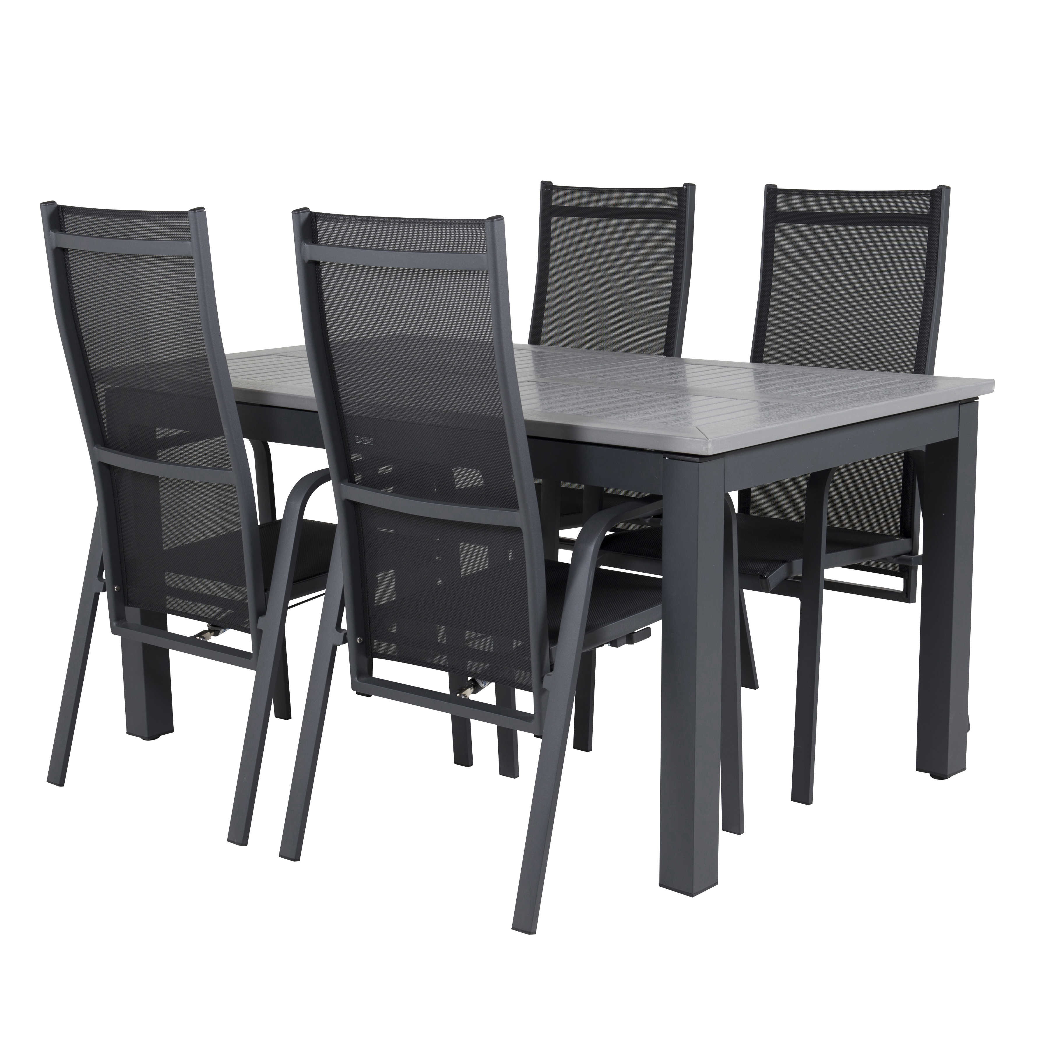 Albany Bord152/210*90-svart/Grå+Copacabana stol-svart/svart4 Svart/Grå