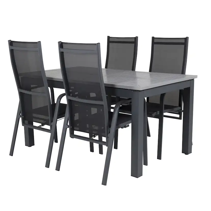 Albany Bord152/210*90-svart/Grå+Copacabana stol-svart/svart4 Svart/Grå