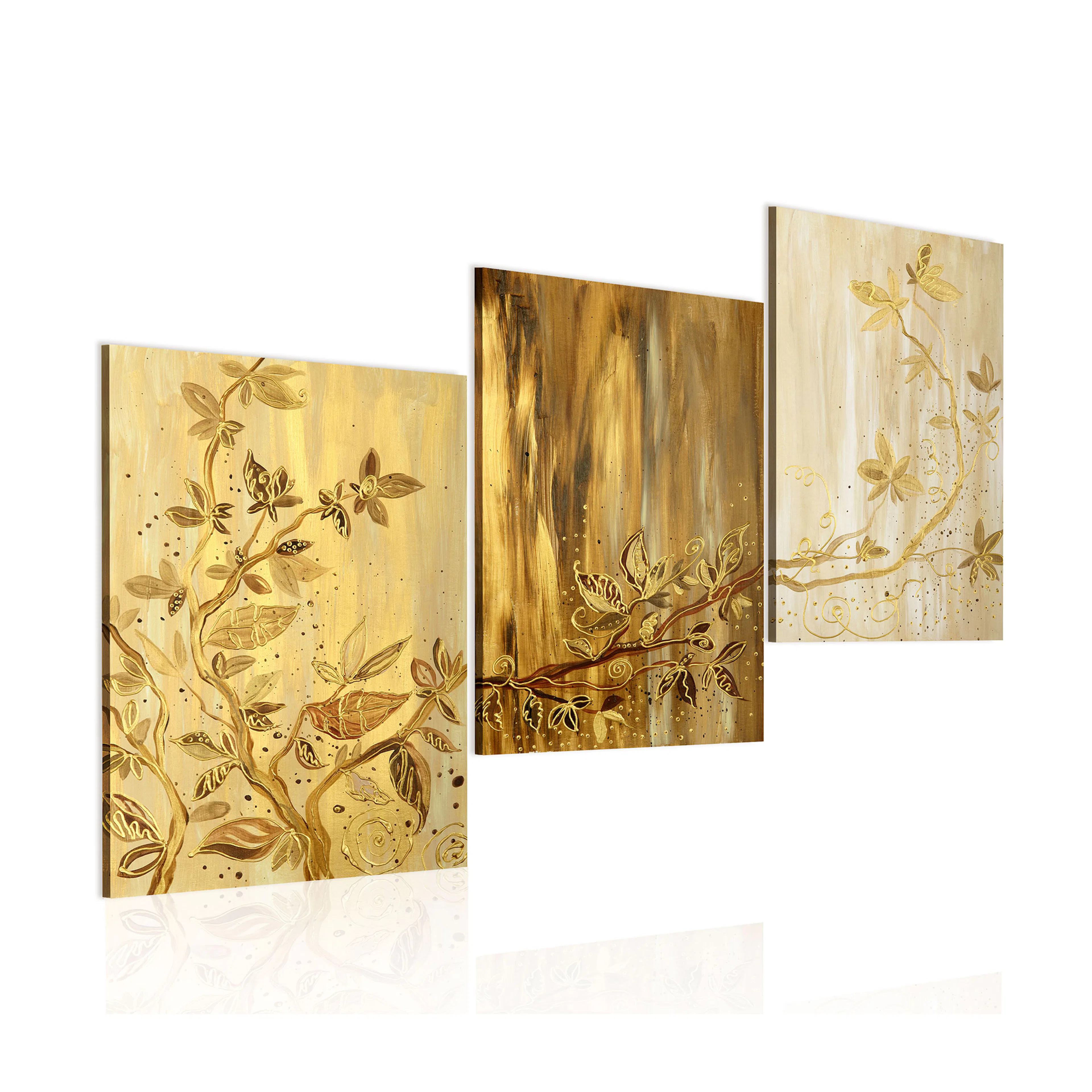 Handmålad Tavla Arkiio Gyllene Blad 120x60