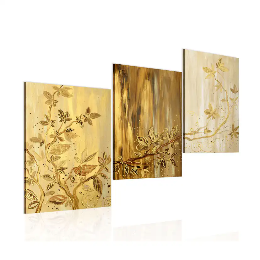 Handmålad Tavla Arkiio Gyllene Blad 120x60