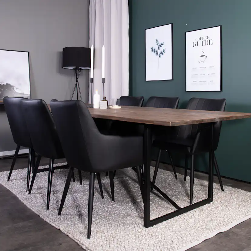 Matgrupp Venture Home Peo med 6 Corina Stolar Läder