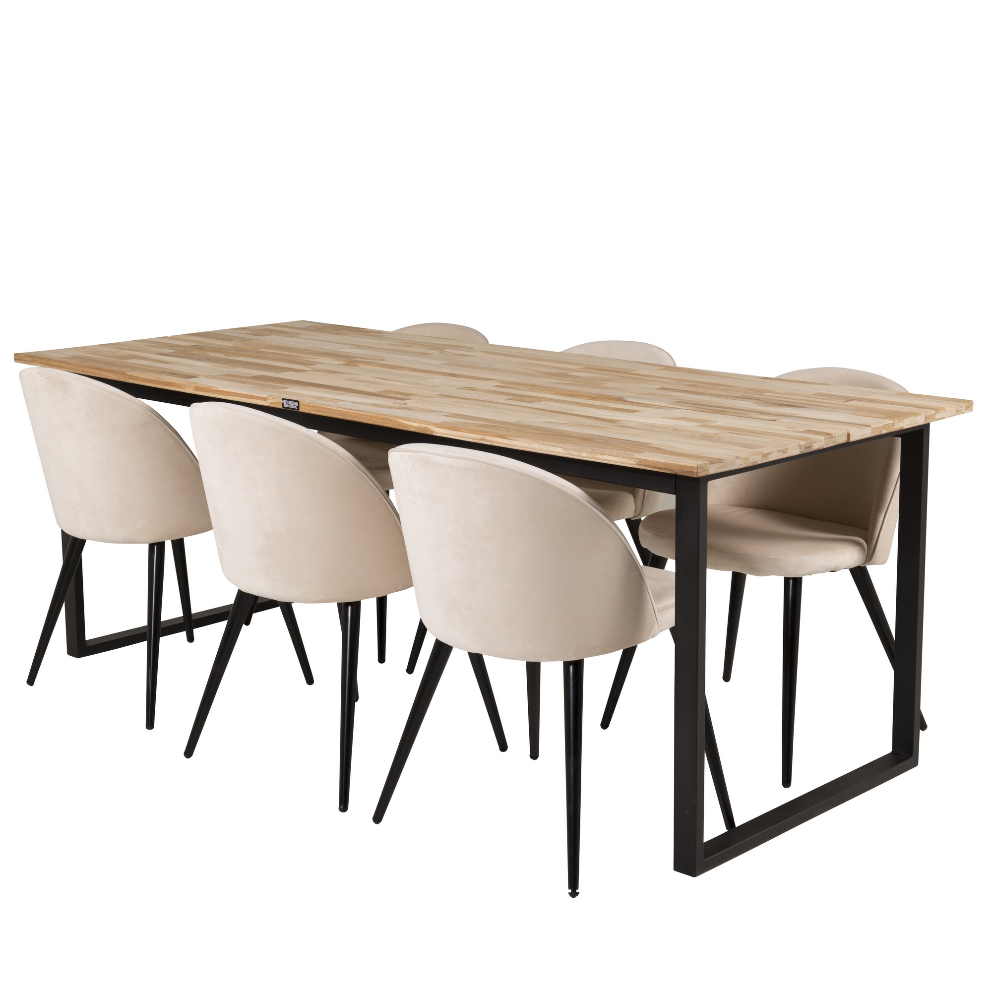 Matgrupp Venture Home Cirebon 200x90 med 6 Velvet Stolar