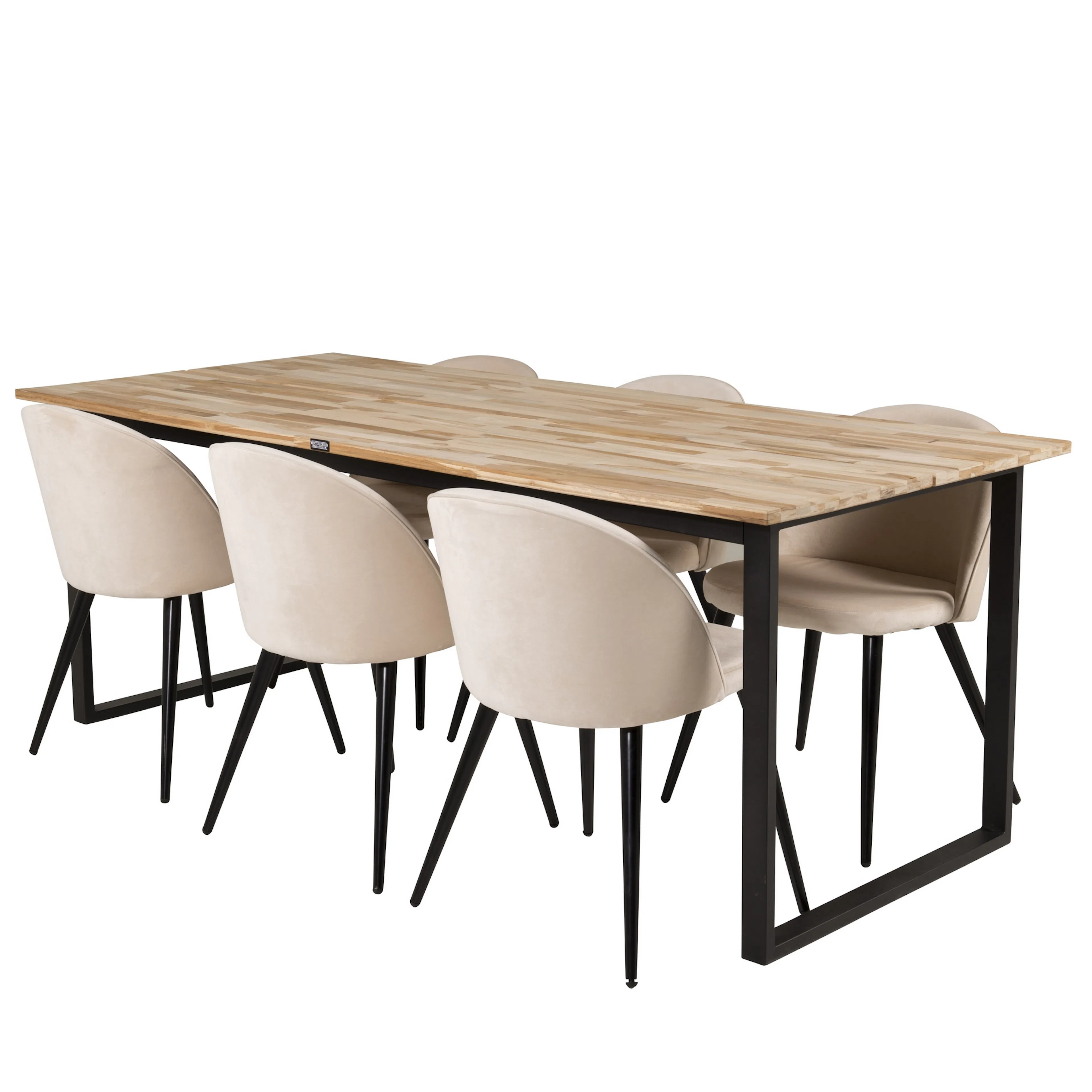 Matgrupp Venture Home Cirebon 200x90 med 6 Velvet Stolar