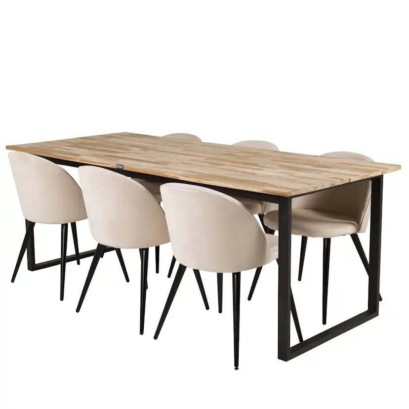 Matgrupp Venture Home Cirebon 200x90 med 6 Velvet Stolar