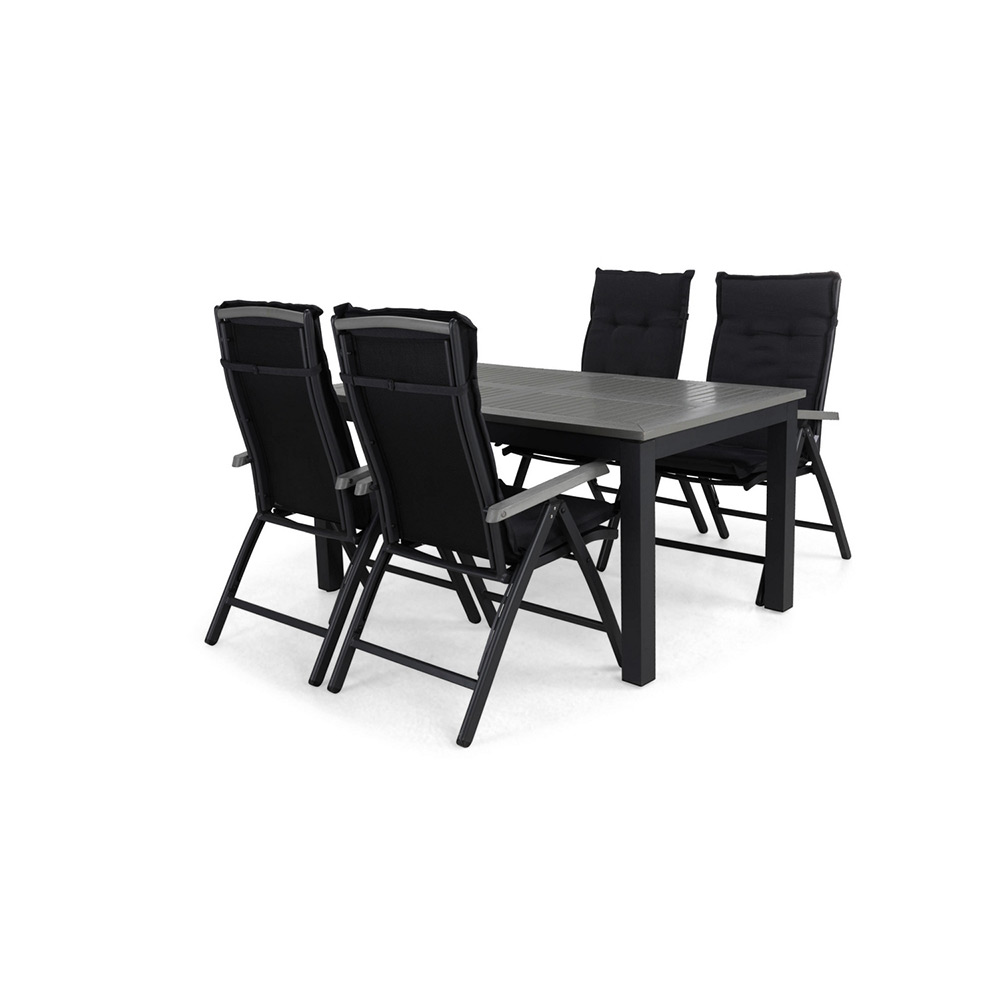 Matgrupp Utomhus Comfort Garden Monaco 152-210 Lyx 4 Svart inkl. Dynor