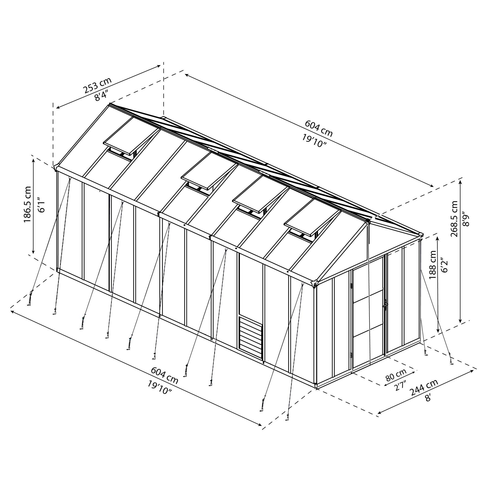 Växthus Canopia by Palram Glory 15,3 m² Mörkgrå