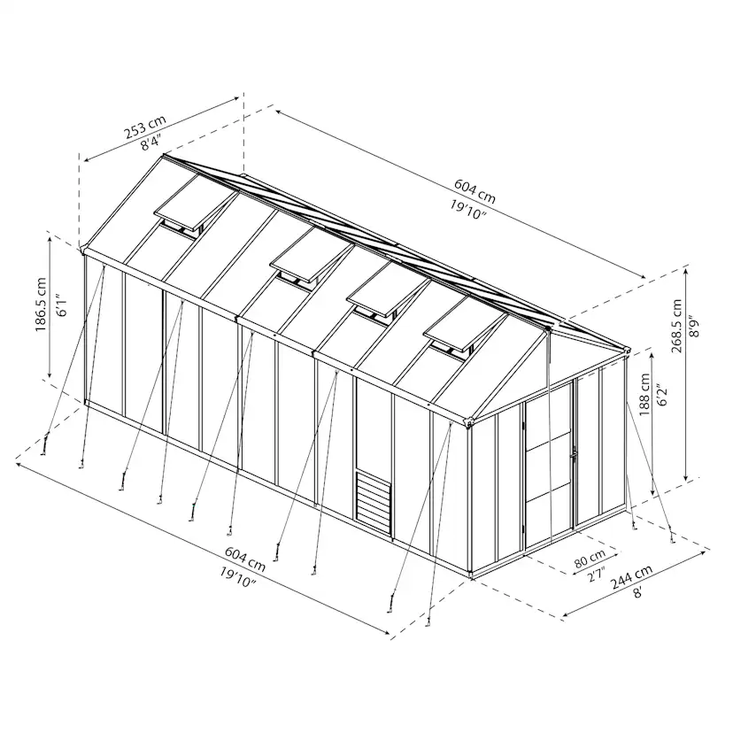 Växthus Canopia by Palram Glory 15,3 m² Mörkgrå
