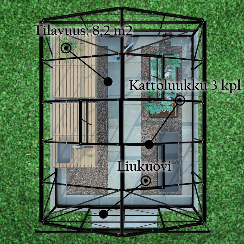 Växthus Glas Lykke Svart