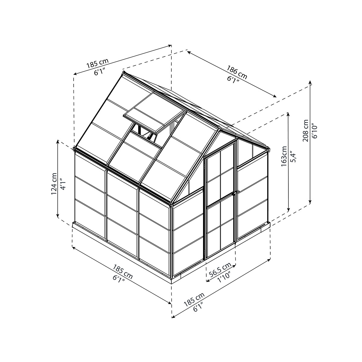 Växthus Canopia by Palram Harmony Aluminiumram med UV-Skyddad Polykarbonat & Ventilationsfönster, 2,3 m²