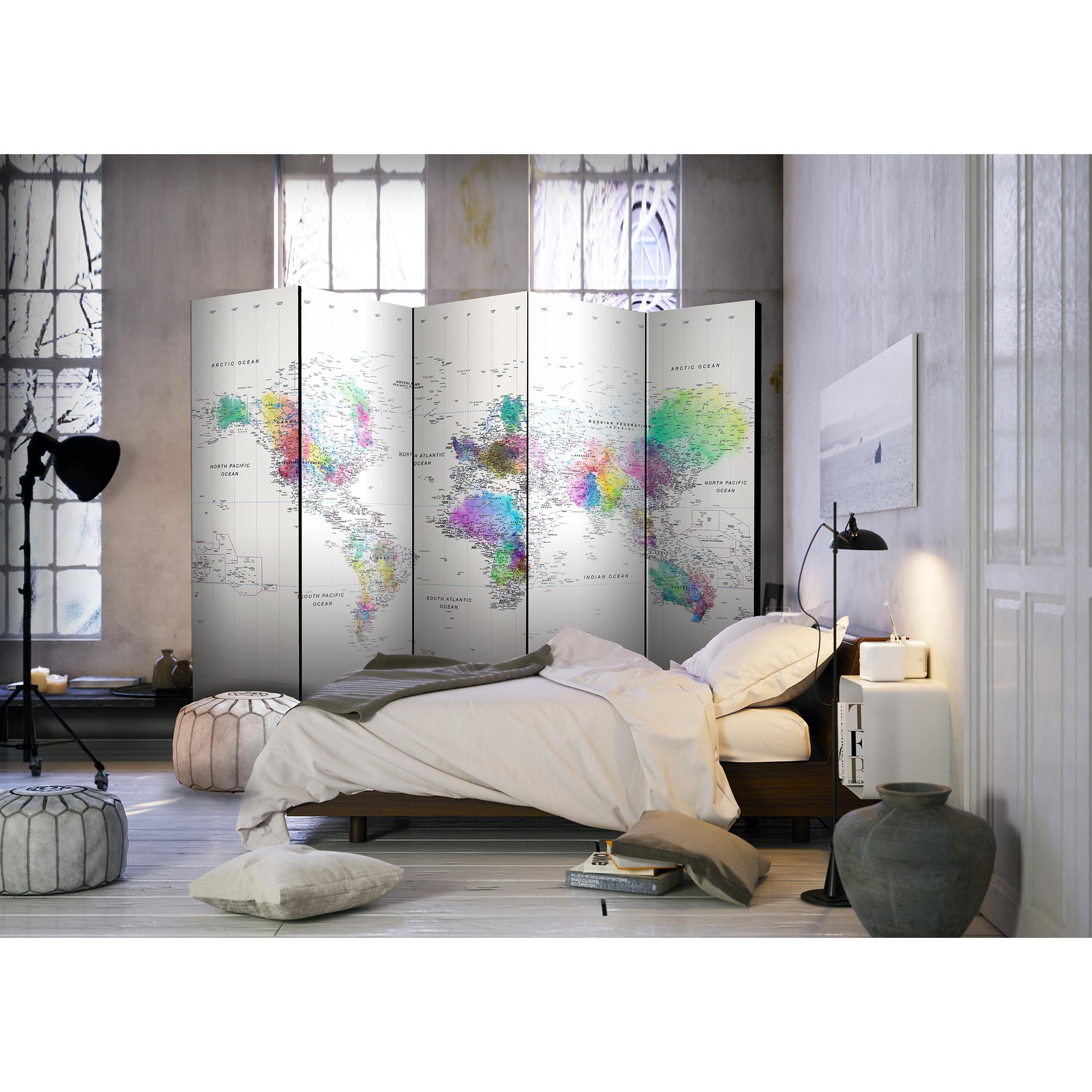 Rumsavdelare Arkiio White-Colorful World Map 225x172 cm