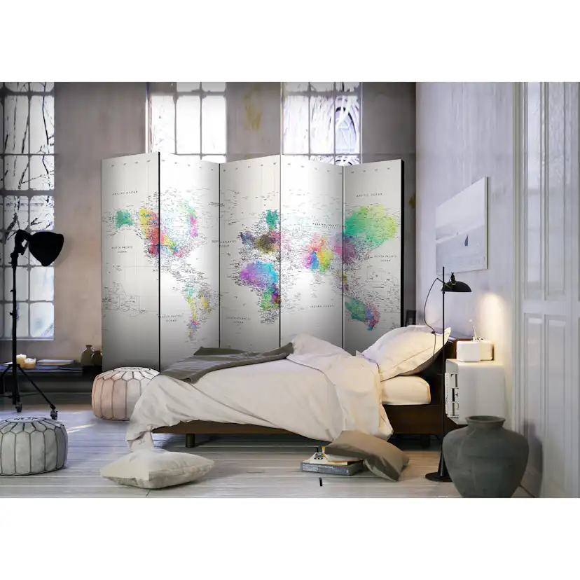 Rumsavdelare Arkiio White-Colorful World Map 225x172 cm