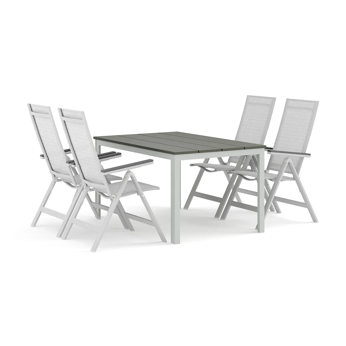 Trädgårdsgrupp Comfort Garden Tunis utomhus matgrupp 140x90 cm med 4 Monaco Light positionsstolar