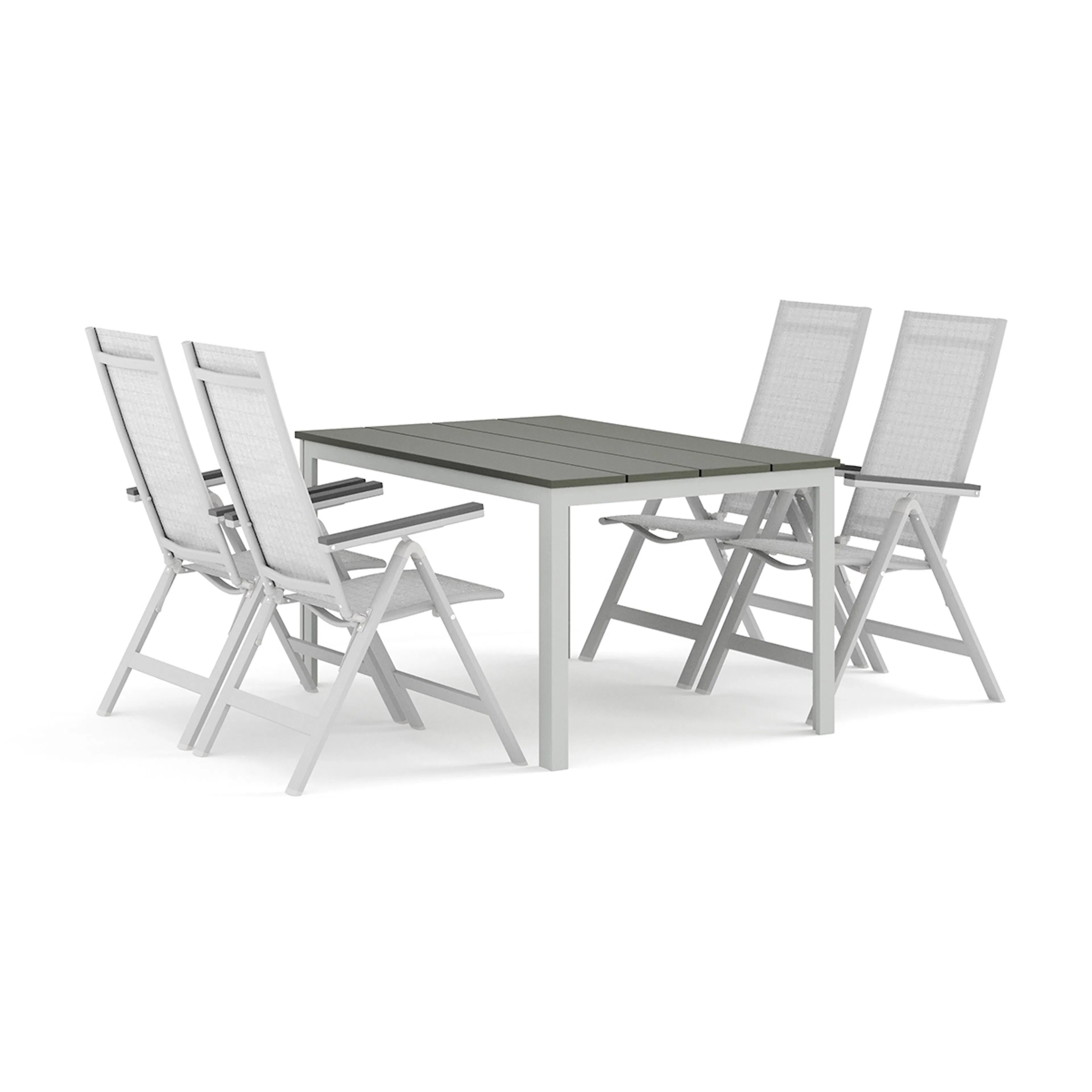 Trädgårdsgrupp Comfort Garden Tunis utomhus matgrupp 140x90 cm med 4 Monaco Light positionsstolar