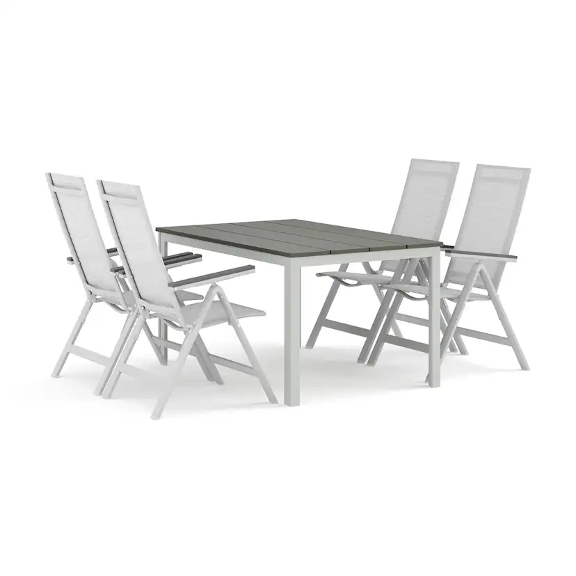Trädgårdsgrupp Comfort Garden Tunis utomhus matgrupp 140x90 cm med 4 Monaco Light positionsstolar