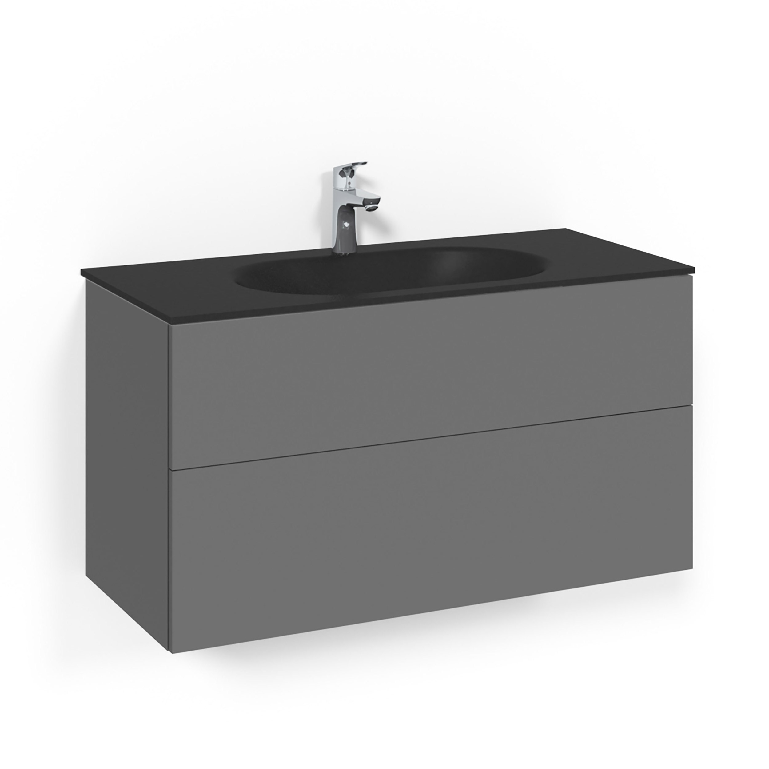 Tvättställsskåp Macro Design Crown Push Open Med Glastvättställ