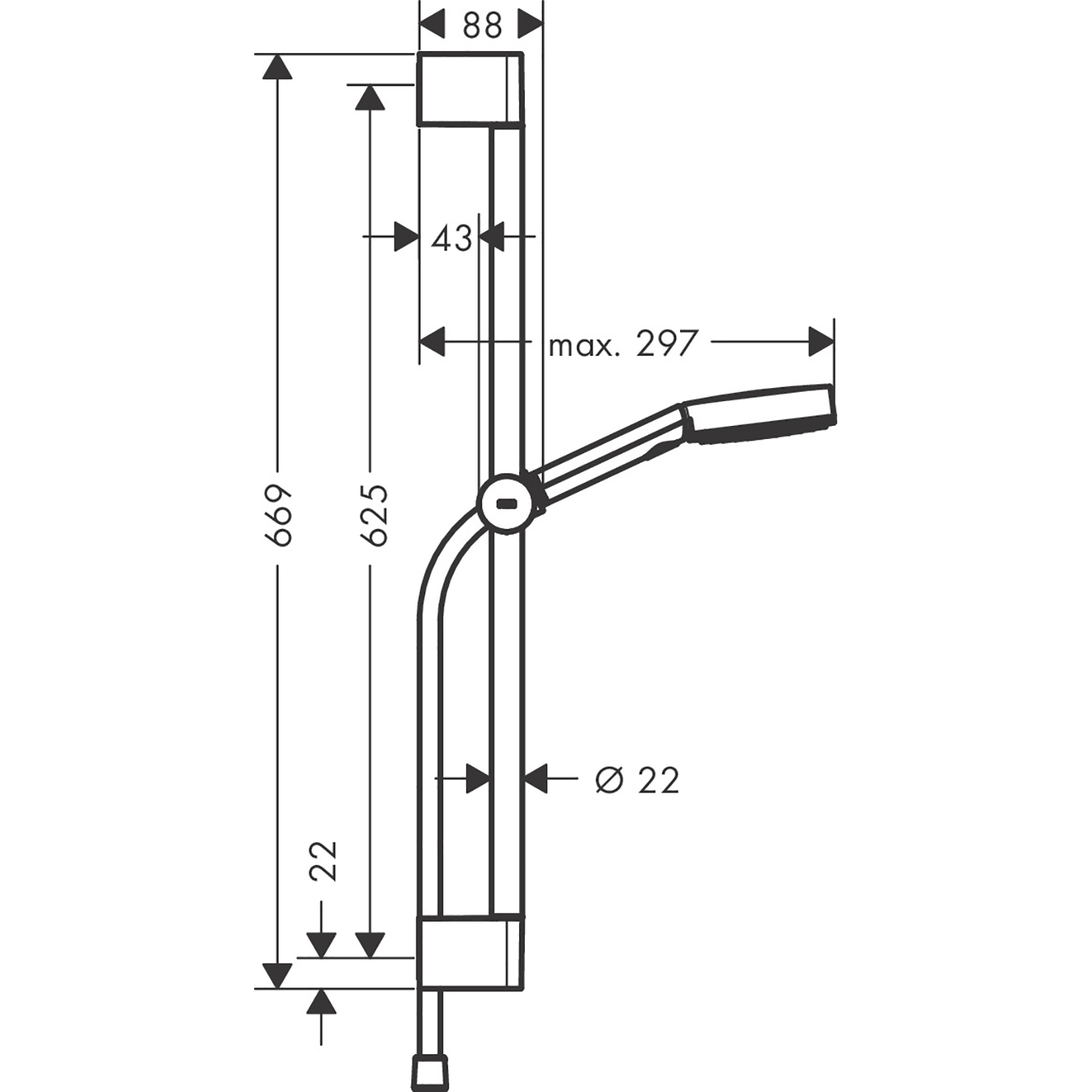 Duschset Pulsify Select S 105 3jet Relaxation Unica S 65cm M Matt Svart