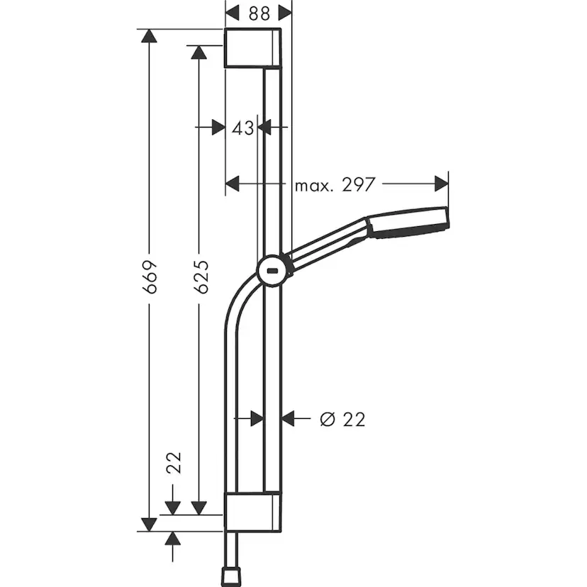 Duschset Pulsify Select S 105 3jet Relaxation Unica S 65cm M Matt Svart