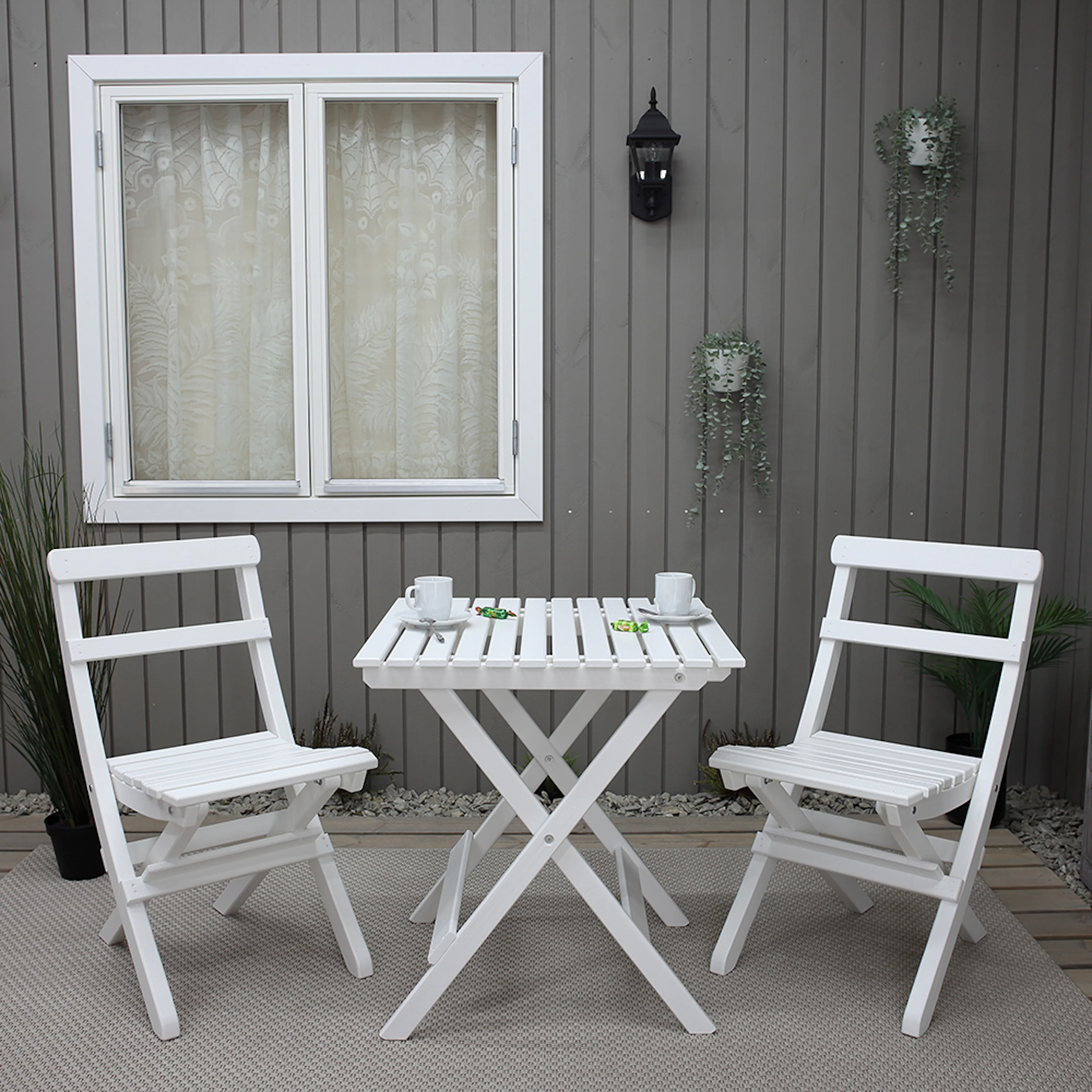 WILMA table + 2 KNOHULT chairs set, white Vit