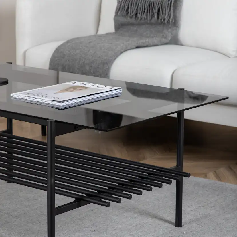 Von Staf Sofa Table - black / Black Smoked Glass glass Svart Glas