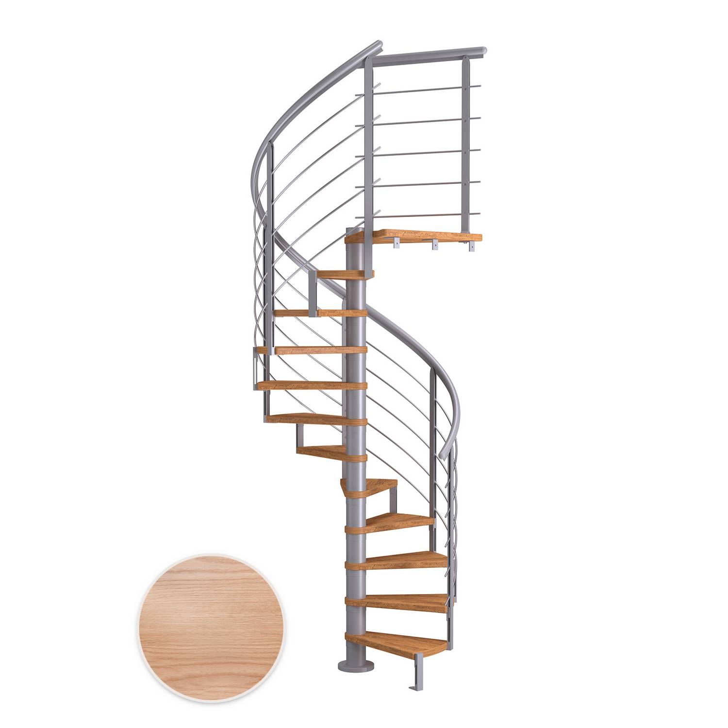 MONTREAL ek multiplex pearl grey DESIGN 13T Ø120 Pearl Grey, D: 1200 mm, Golv till golv höjd: 2870-3290 mm, 13+1 steg