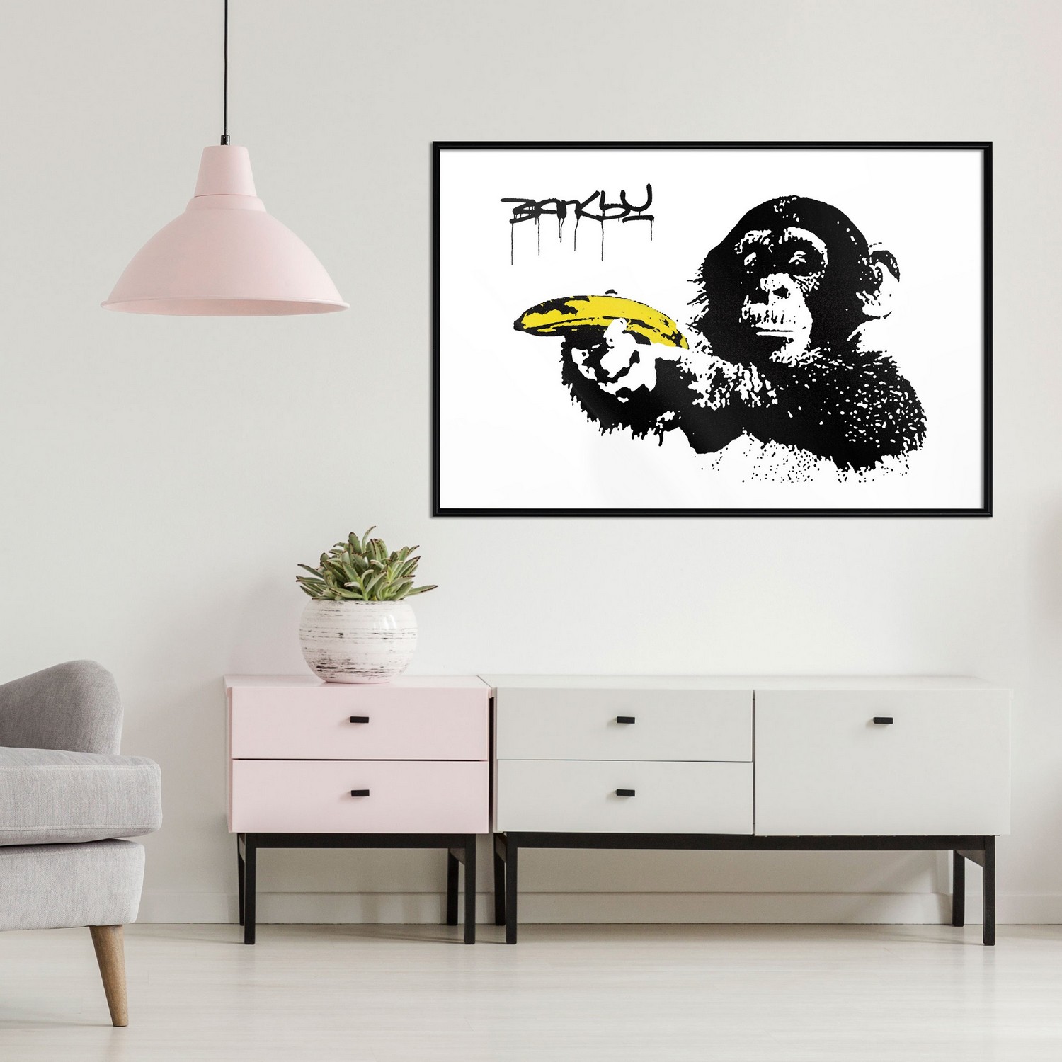 Poster Artgeist Affisch Banksy Monkey with Banana