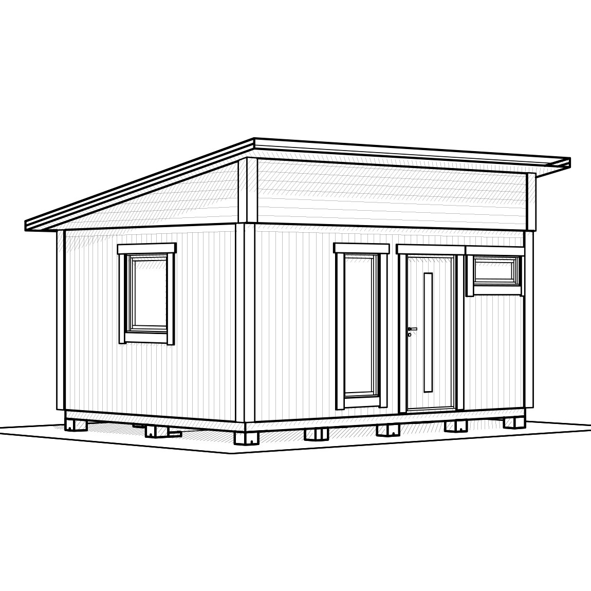 Attefallshus Vibostugan Njuta Funkis 20-2 19,6 m² Trähus