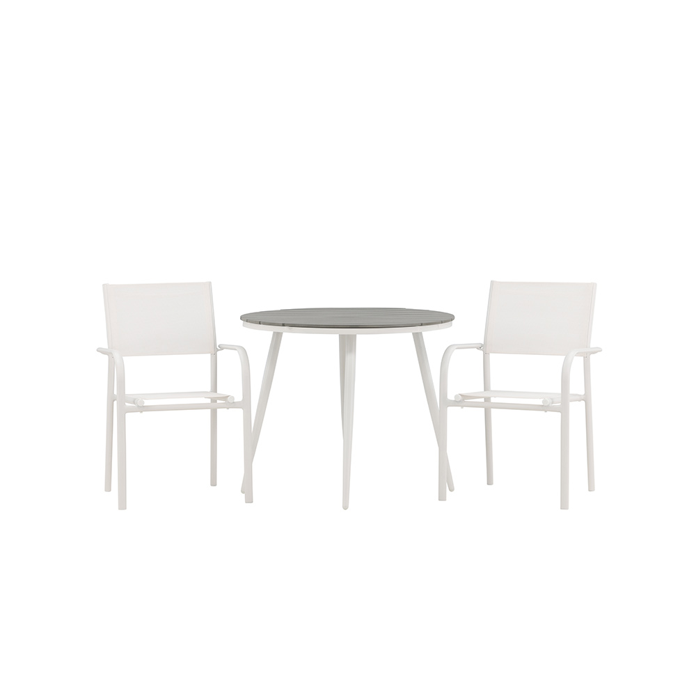 Break - Dining Table Round- White / Grey - Alu / Aintwood - Vit