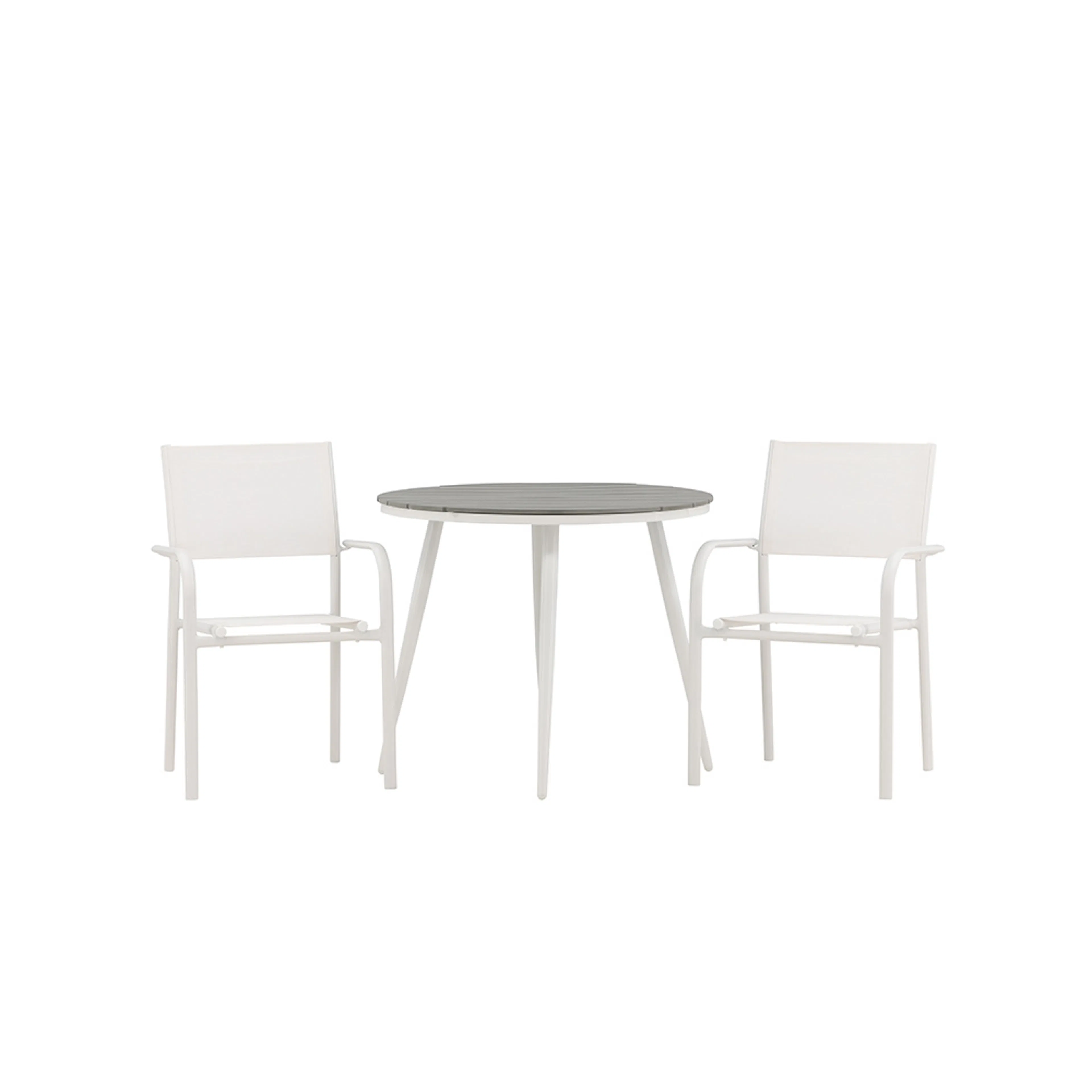 Break - Dining Table Round- White / Grey - Alu / Aintwood - Vit