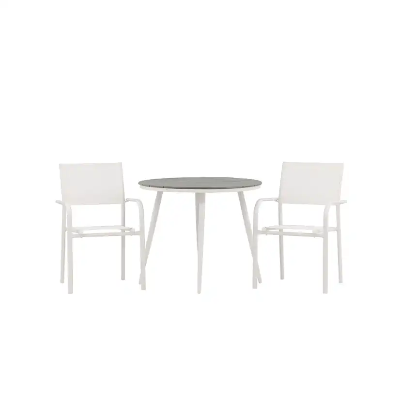 Break - Dining Table Round- White / Grey - Alu / Aintwood - Vit