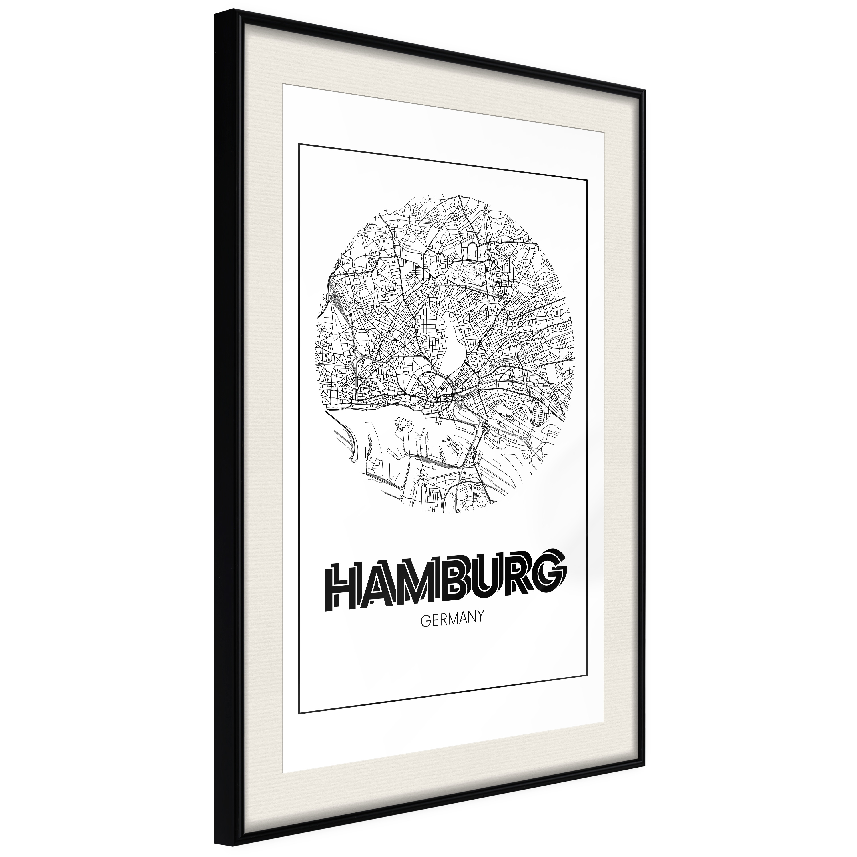 Affisch - Retro Hamburg [Poster] 20x30 Svart ram med passepartout, 20x30 cm