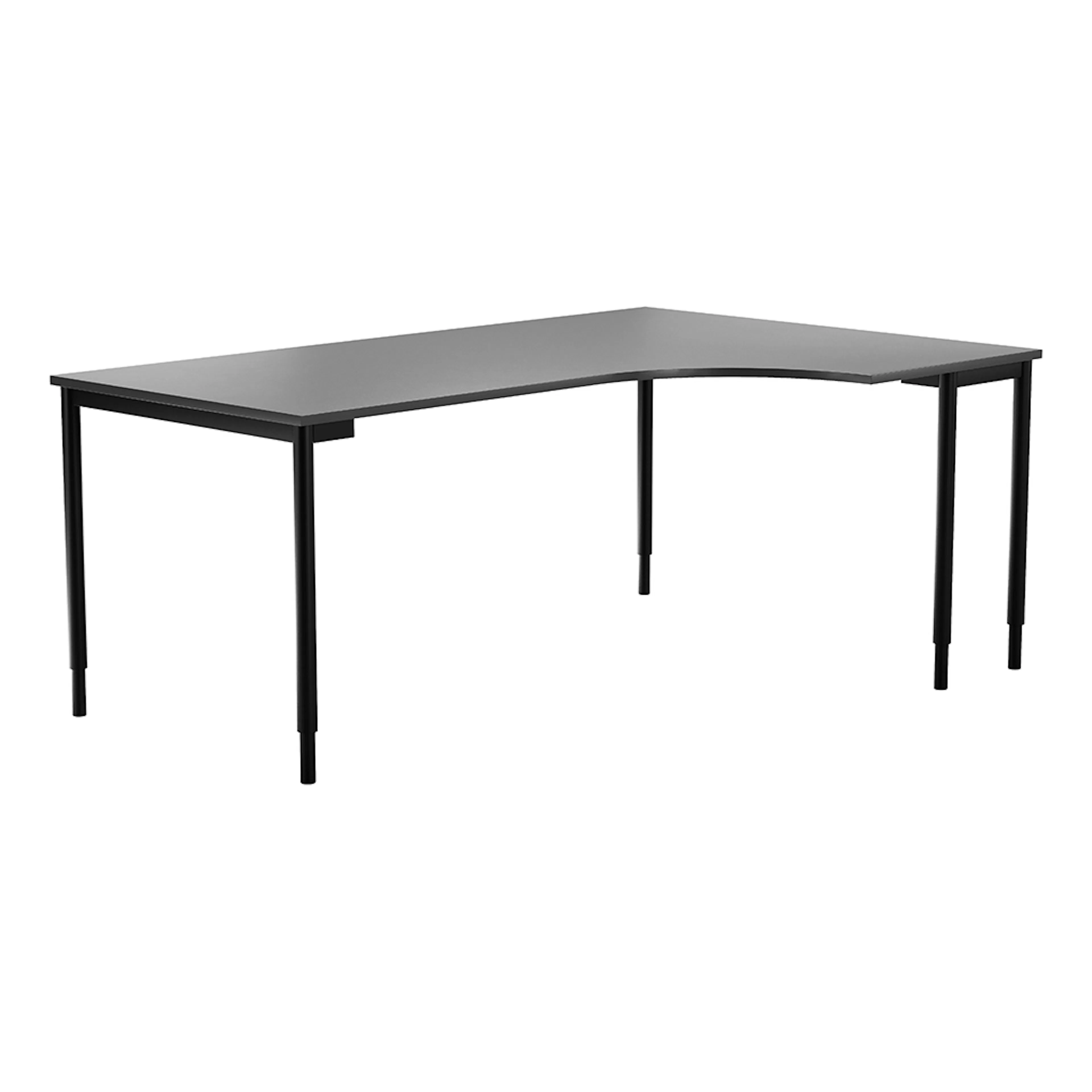 Hörnbord frist HÖ 800x1800x1200x600 mörkgrå laminat/svart Mörkgrå/Svart, Höger