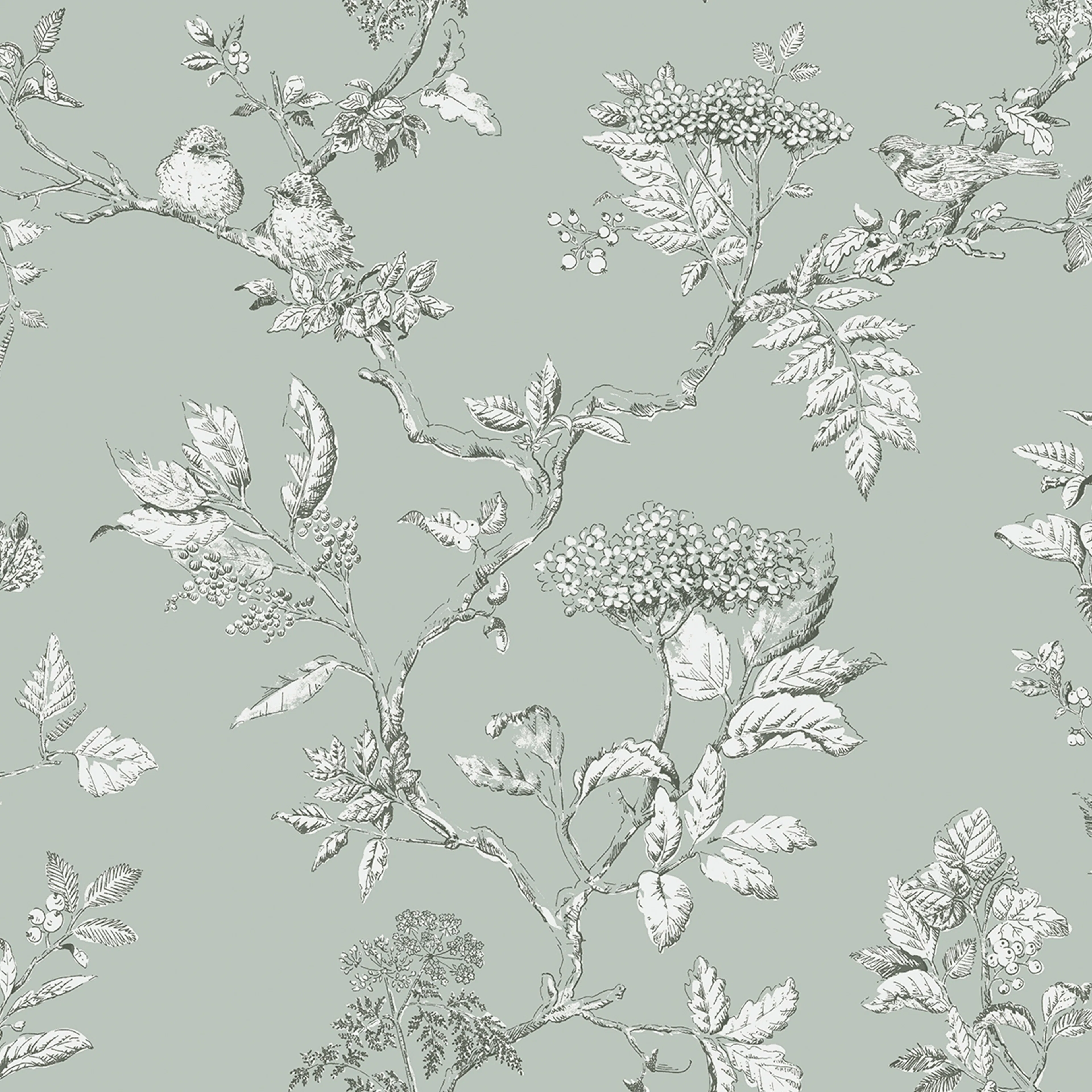 Tapet Laura Ashley Elderwood Enteneier Blå