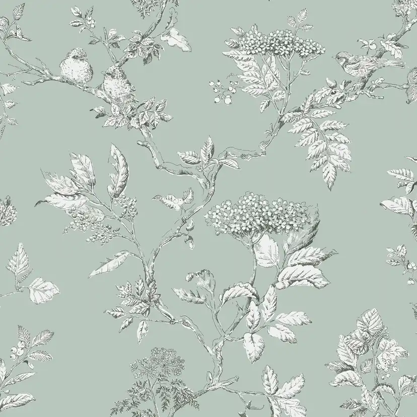 Tapet Laura Ashley Elderwood Enteneier Blå