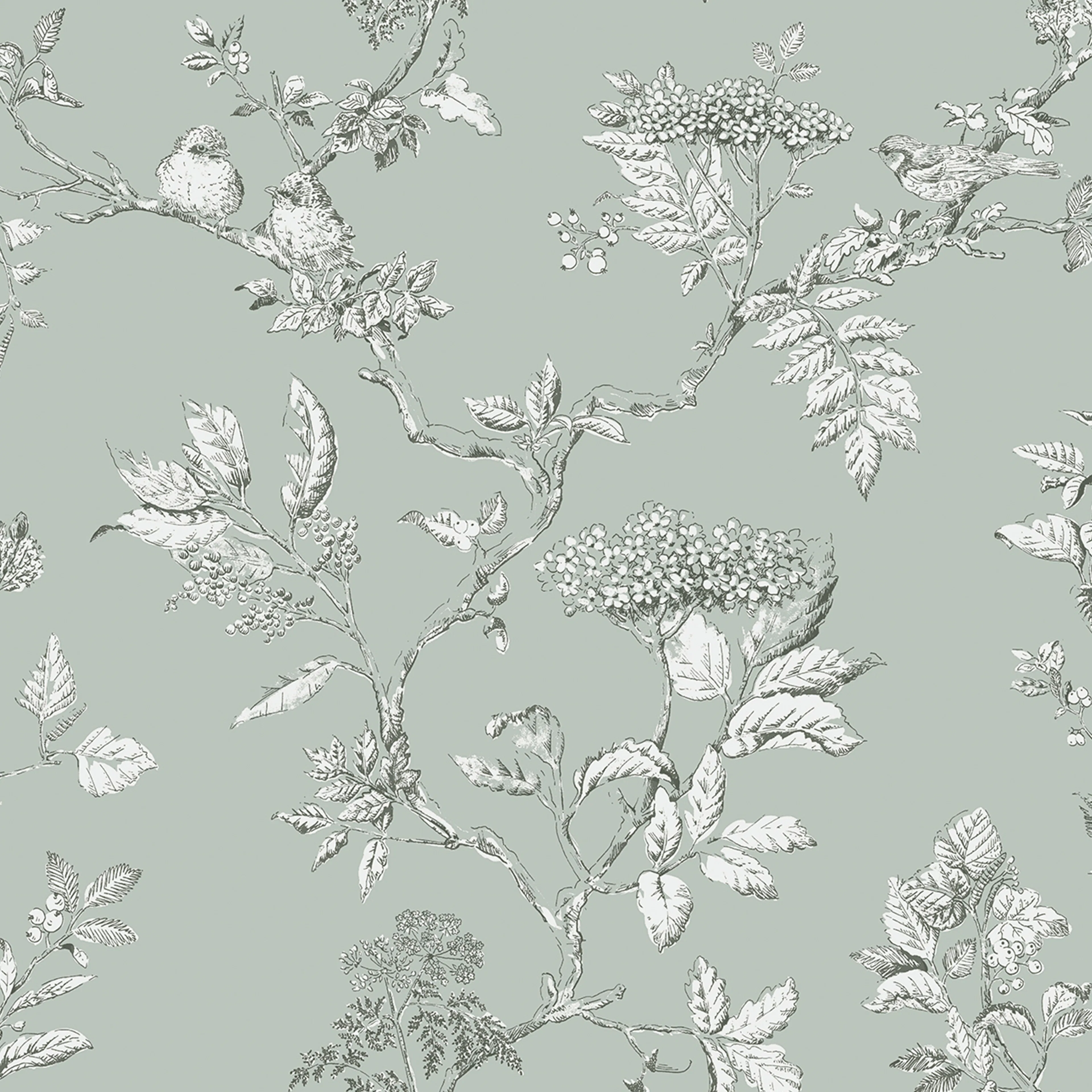 Tapet Laura Ashley Elderwood Enteneier Blå