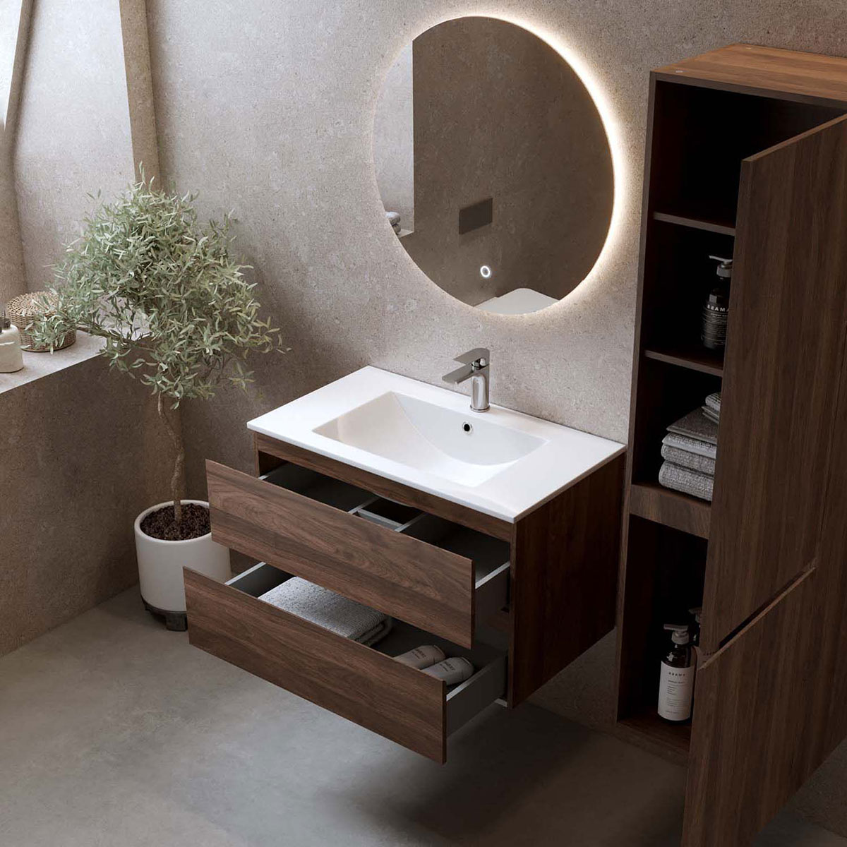 Tvättställsskåp Bathlife Eufori Valnöt
