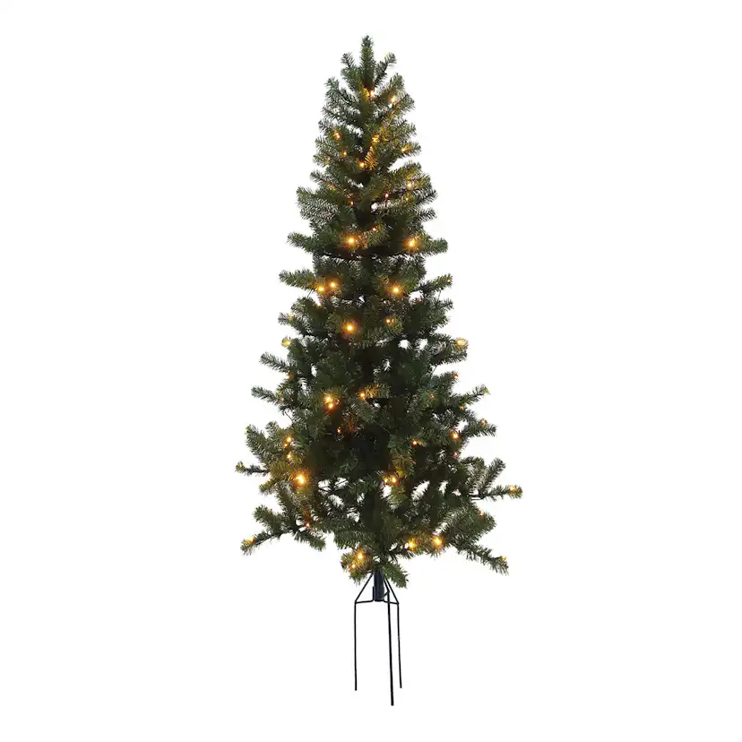 Plastgran Nordic Winter Aske Julgran med LED för Utomhus med Spett