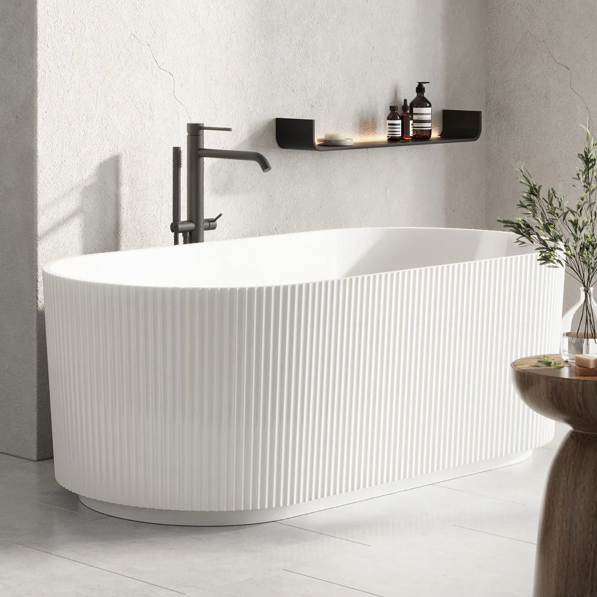 Leonora oval fristående badkar 1700x800mm, mat vit, benset 1700x800 mm