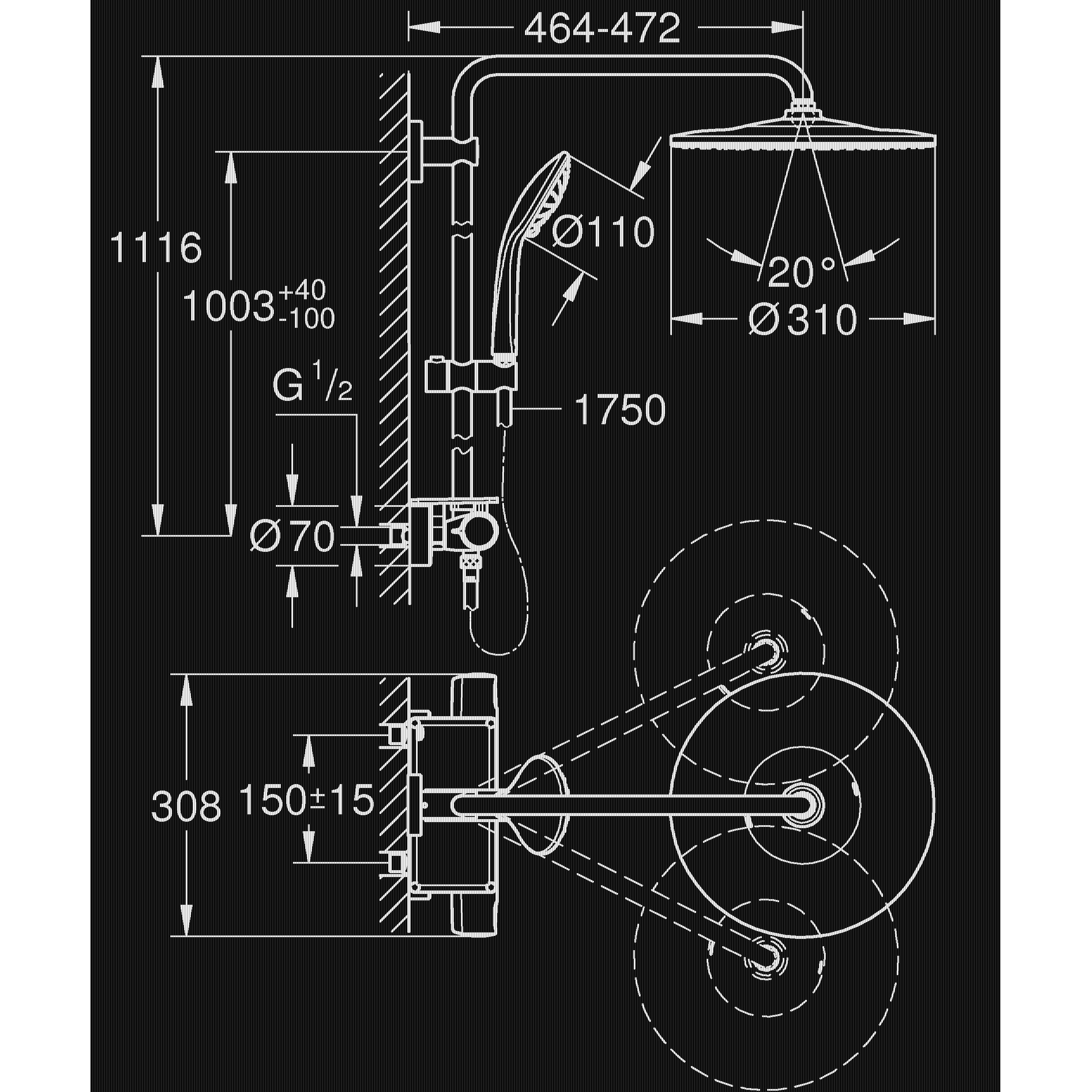 Takduschset Grohe Vitalio Joy 310
