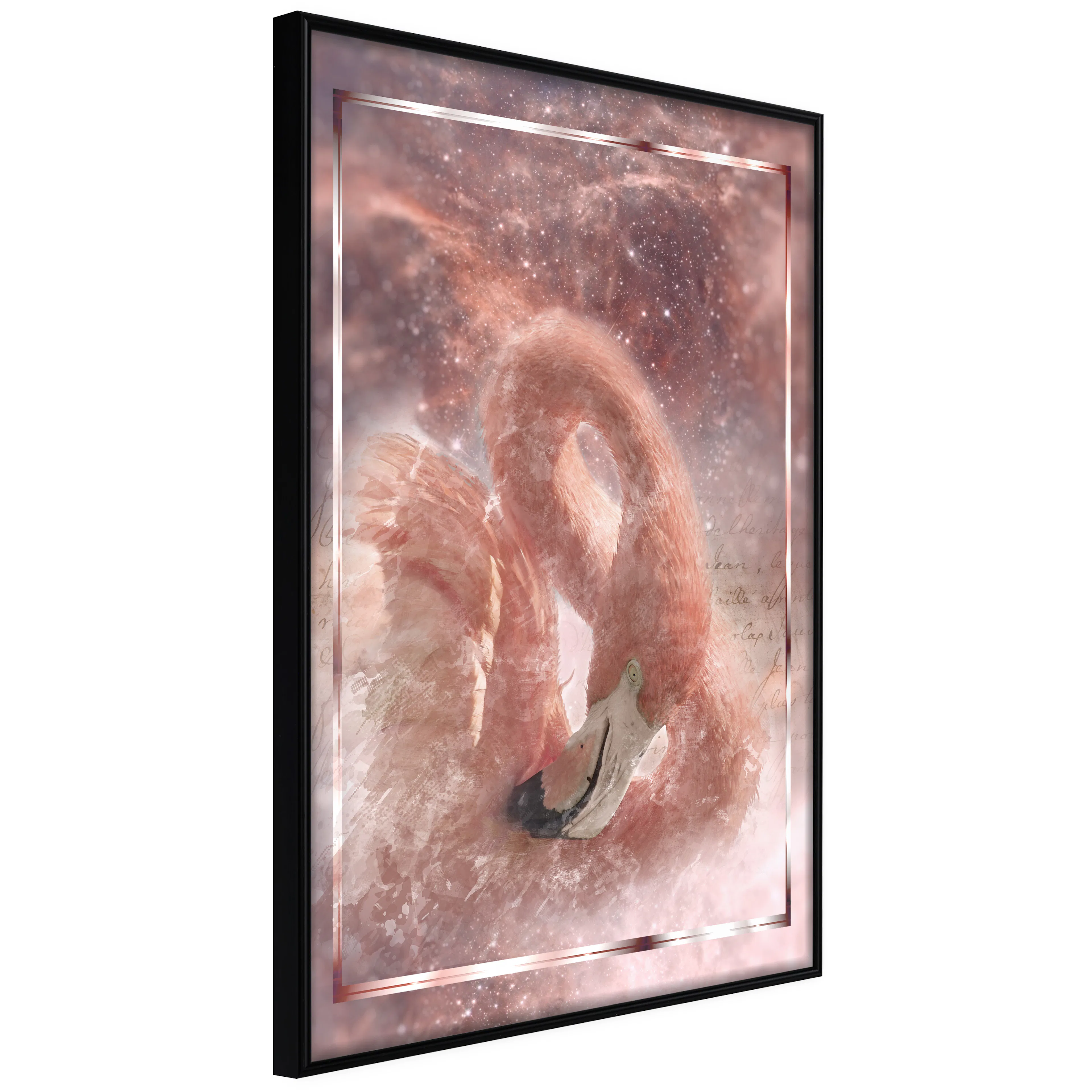 Affisch - Space Flamingo [Poster] 40x60 Svart ram, 40x60 cm