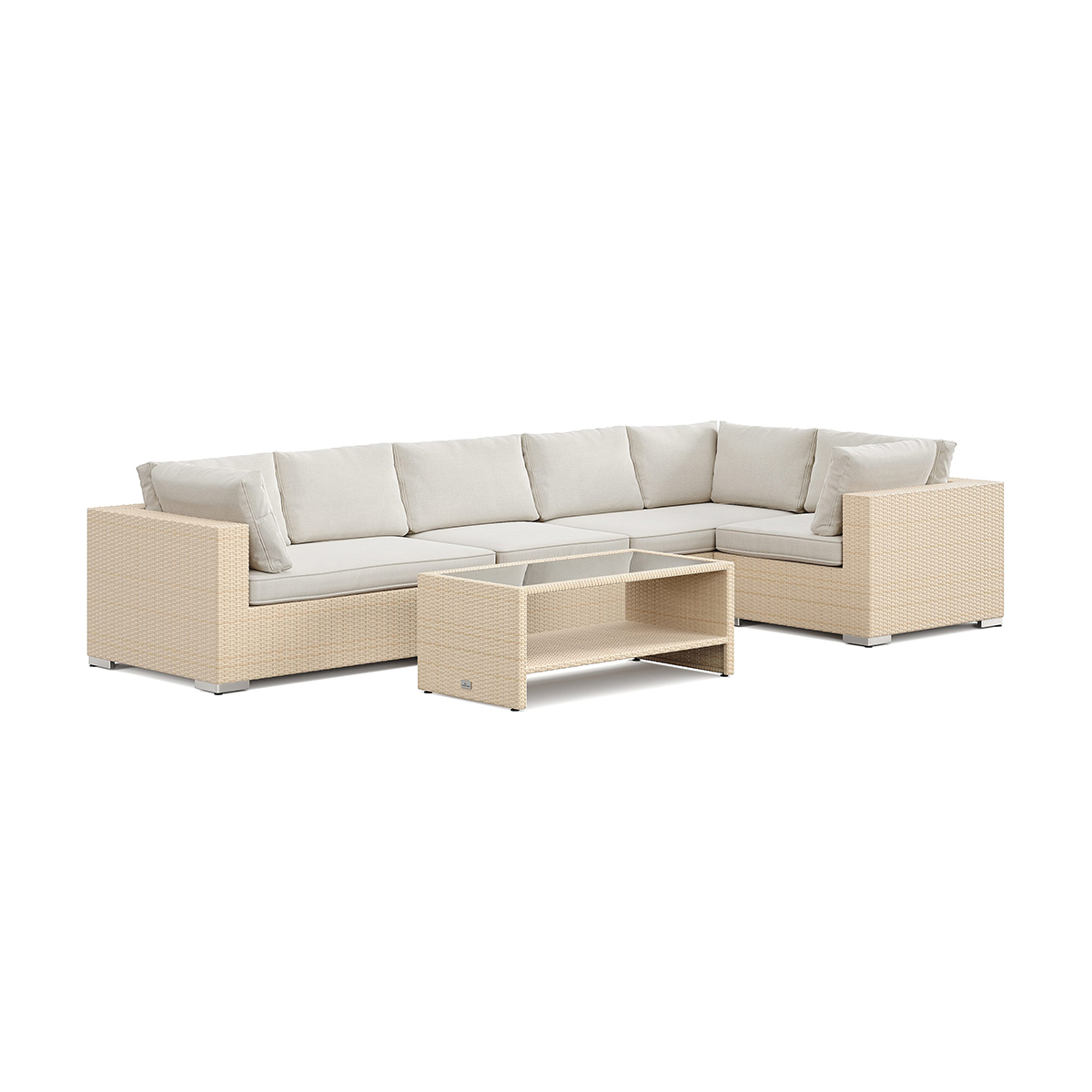 Loungegrupp Comfort Garden Bahamas utomhus hörnsoffa 6-sits vändbar och bord med hylla