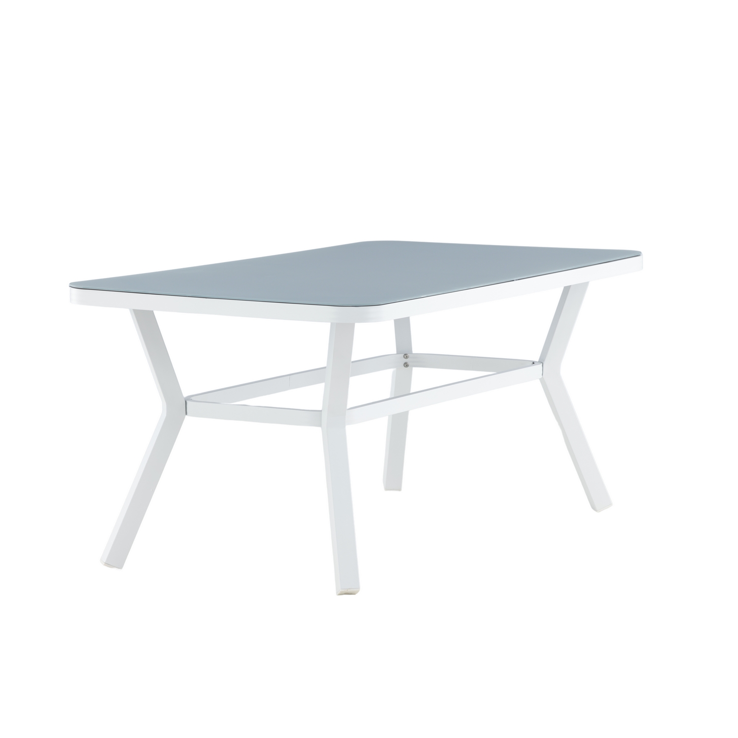 Virya Dining Table - White Alu / Grey Glass - small table Vit
