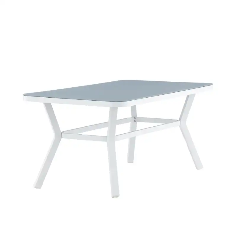 Virya Dining Table - White Alu / Grey Glass - small table Vit